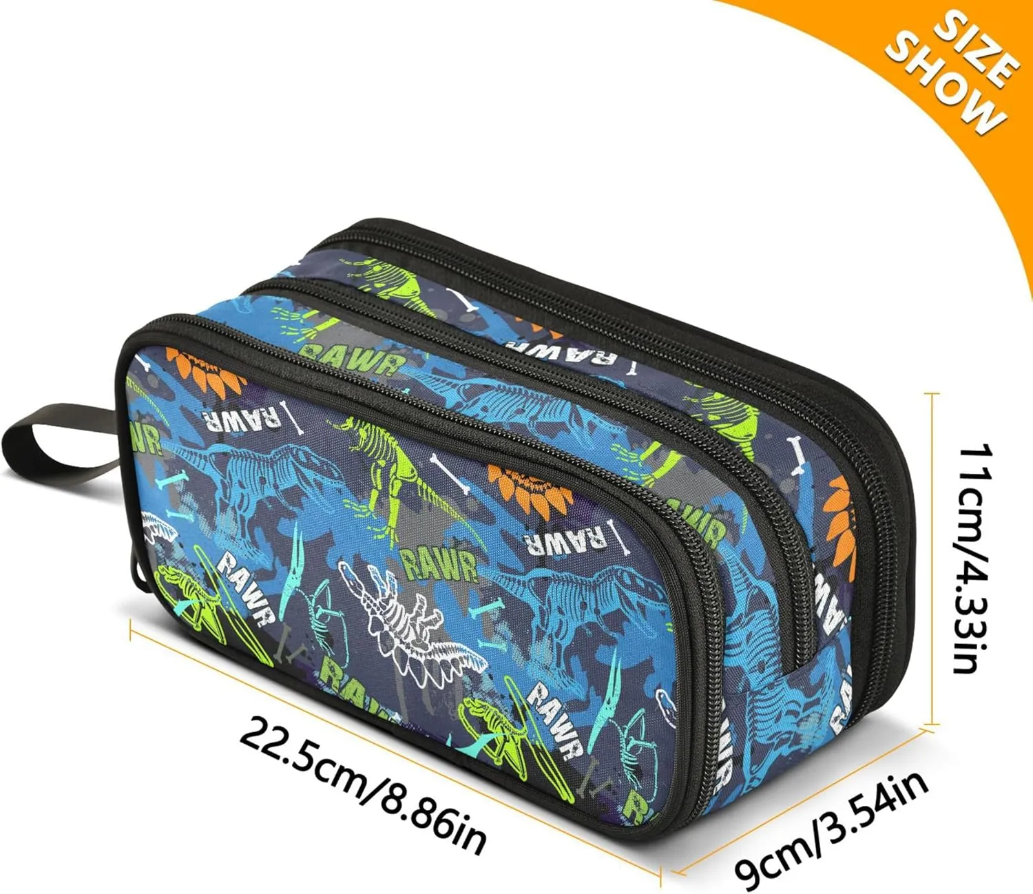 Dinosaur Fossil Pencil Bag Large Capacity Pencil Case Pouch Simple Stationery Bag