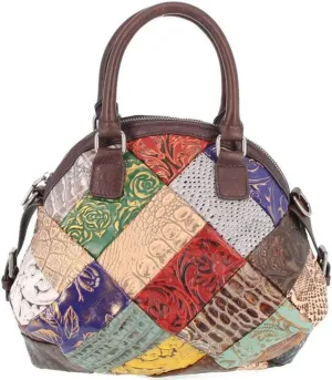 Downupodwn Dome Satchel Bag for Women Genuine Leather Top Handle Handbags Medium Tote Bags Purses Crossbody Shoulder Bag