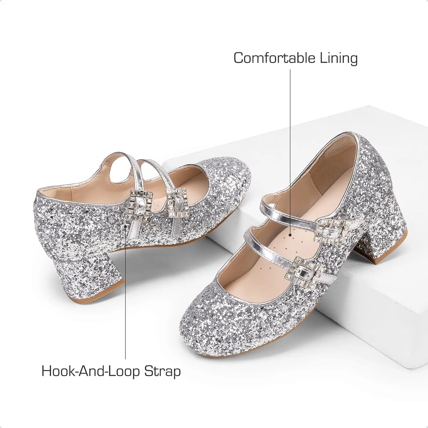 DREAM PAIRS Girls Dress Shoes Mary Jane Double Straps High Heel Easter Wedding Party Church Princess Communion Pumps for Little/Big Kids