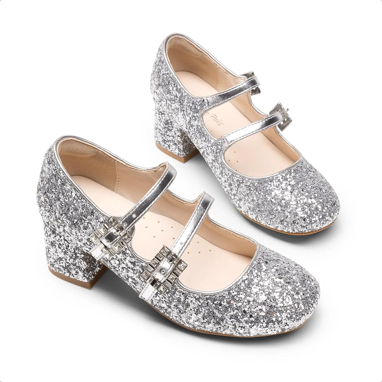 DREAM PAIRS Girls Dress Shoes Mary Jane Double Straps High Heel Easter Wedding Party Church Princess Communion Pumps for Little/Big Kids