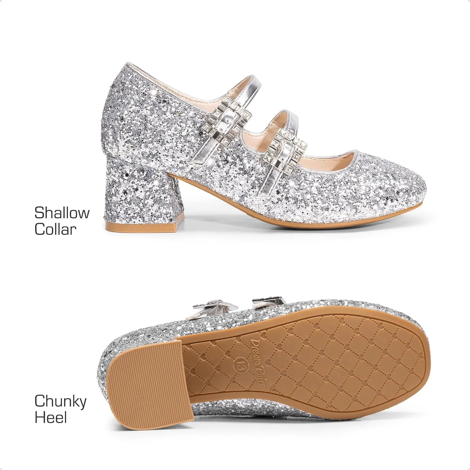 DREAM PAIRS Girls Dress Shoes Mary Jane Double Straps High Heel Easter Wedding Party Church Princess Communion Pumps for Little/Big Kids