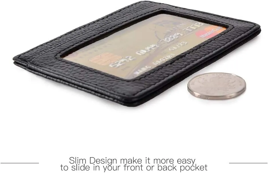 EASTNIGHTS Credit Card Holder Slim Wallet Leather Minimalist Wallet with ID Window