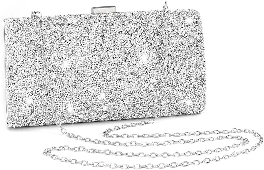 ELABEST Glitter Evening Clutch Bag Double Sided Diamond Bag Crossbody Purse Wedding Party Bag for Women