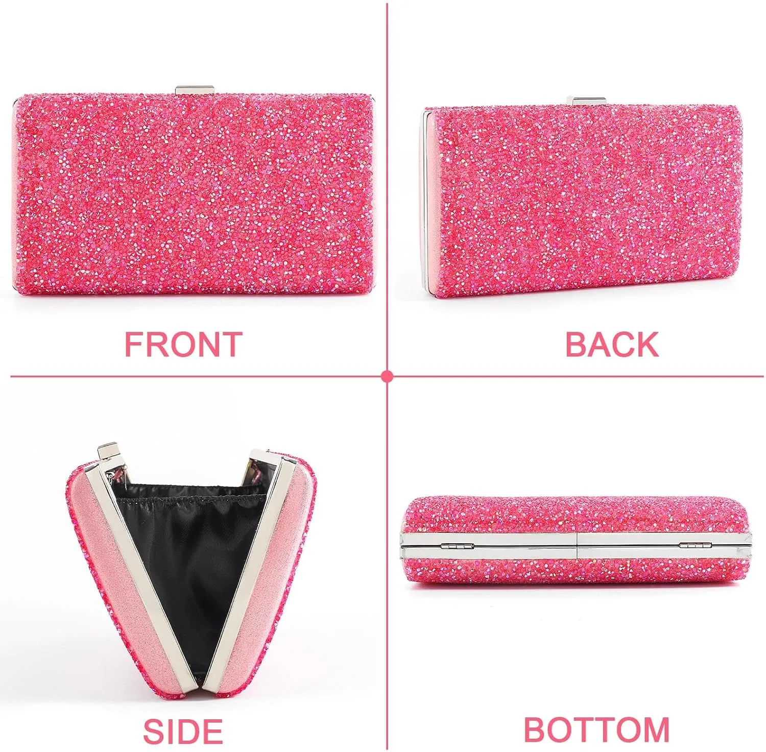 ELABEST Glitter Evening Clutch Bag Double Sided Diamond Bag Crossbody Purse Wedding Party Bag for Women