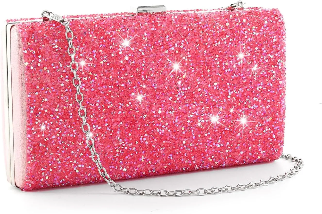 ELABEST Glitter Evening Clutch Bag Double Sided Diamond Bag Crossbody Purse Wedding Party Bag for Women
