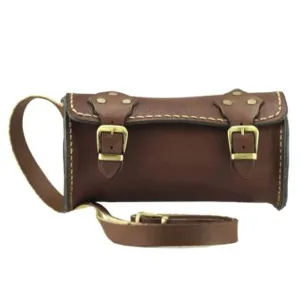 Elegant minimalist leather crossbody bag with cylinder design Handmade original leather crossbody bag (Milky)
