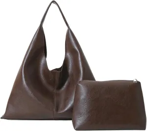 Elegant Shoulder Bags for Women, Large Capacity Handbags, Retro PU Leather Shoulder Wallet, Work Tote Bag 2pcs