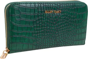ELLEN TRACY Faux Leather Croco Zip Around Wallet (Emerald)