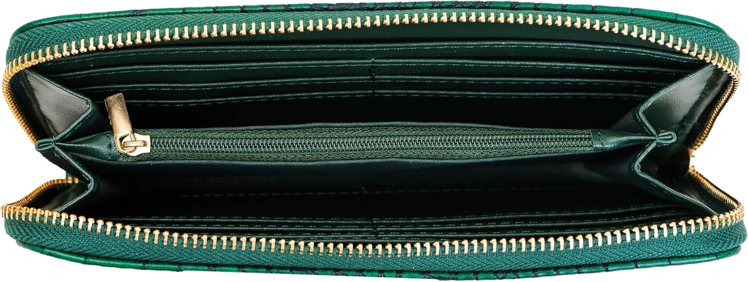 ELLEN TRACY Faux Leather Croco Zip Around Wallet (Emerald)
