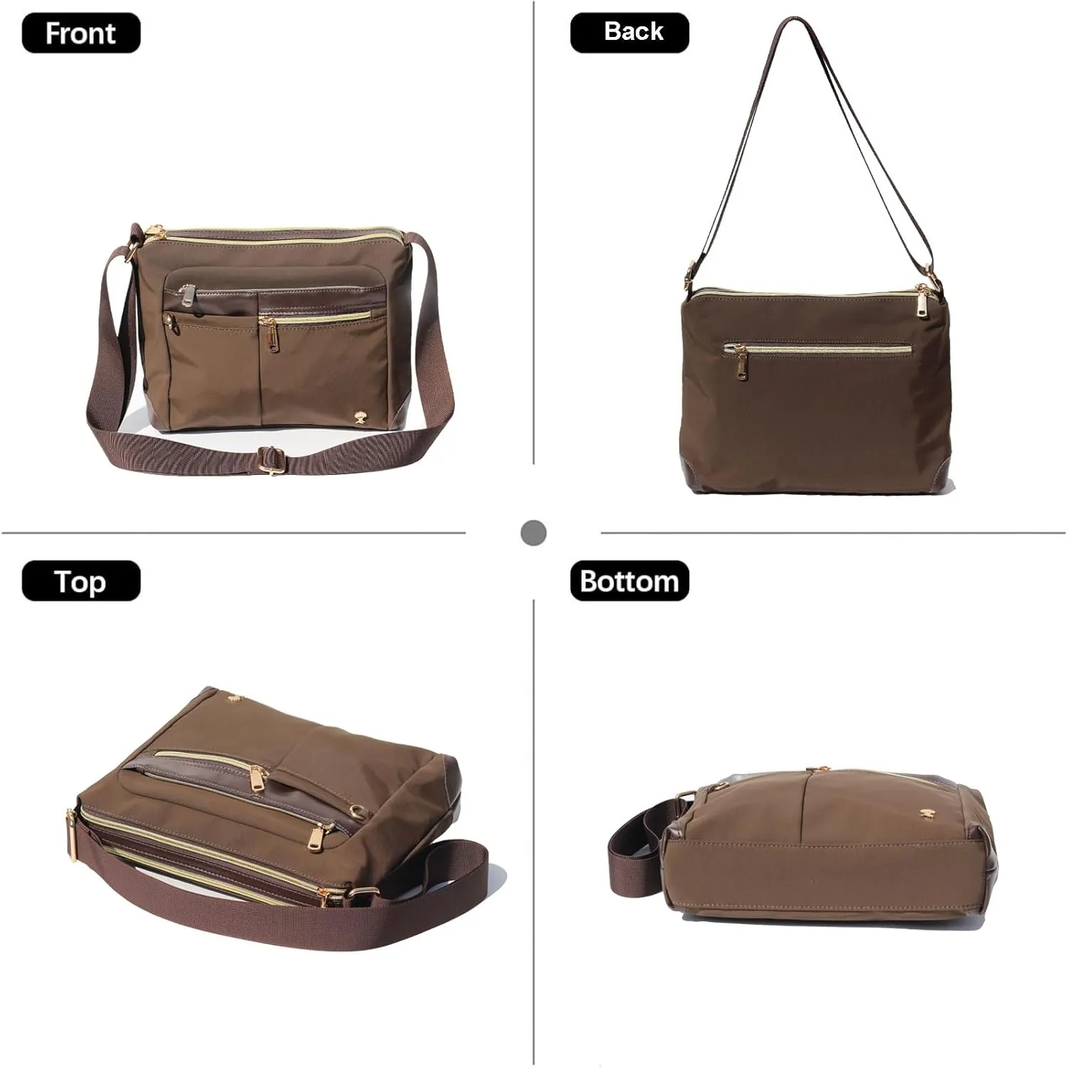 ESVAN Nylon Crossbody Bag For Women Waterproof Lightweight Casual Multi Pockets Shoulder Handbag Purse