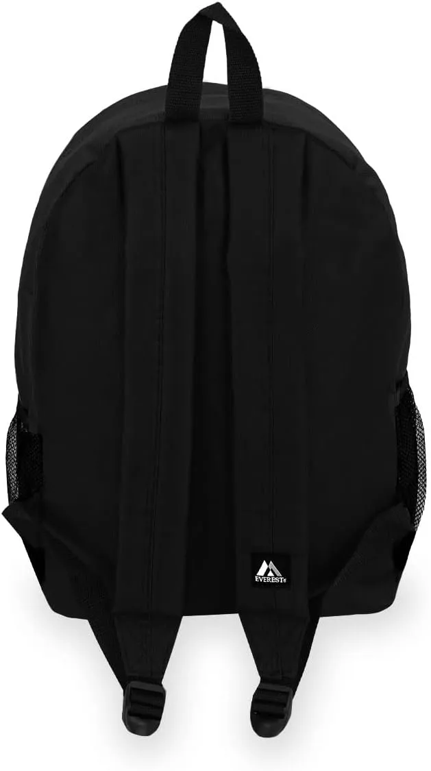Everest Luggage Backpack with Front and Side Pockets, Black, Large