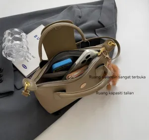 Fashion Dumplings Bag-Medium PU Leather Crossbody Handbag Purse with Pendant Included, Urban Minimalist Design