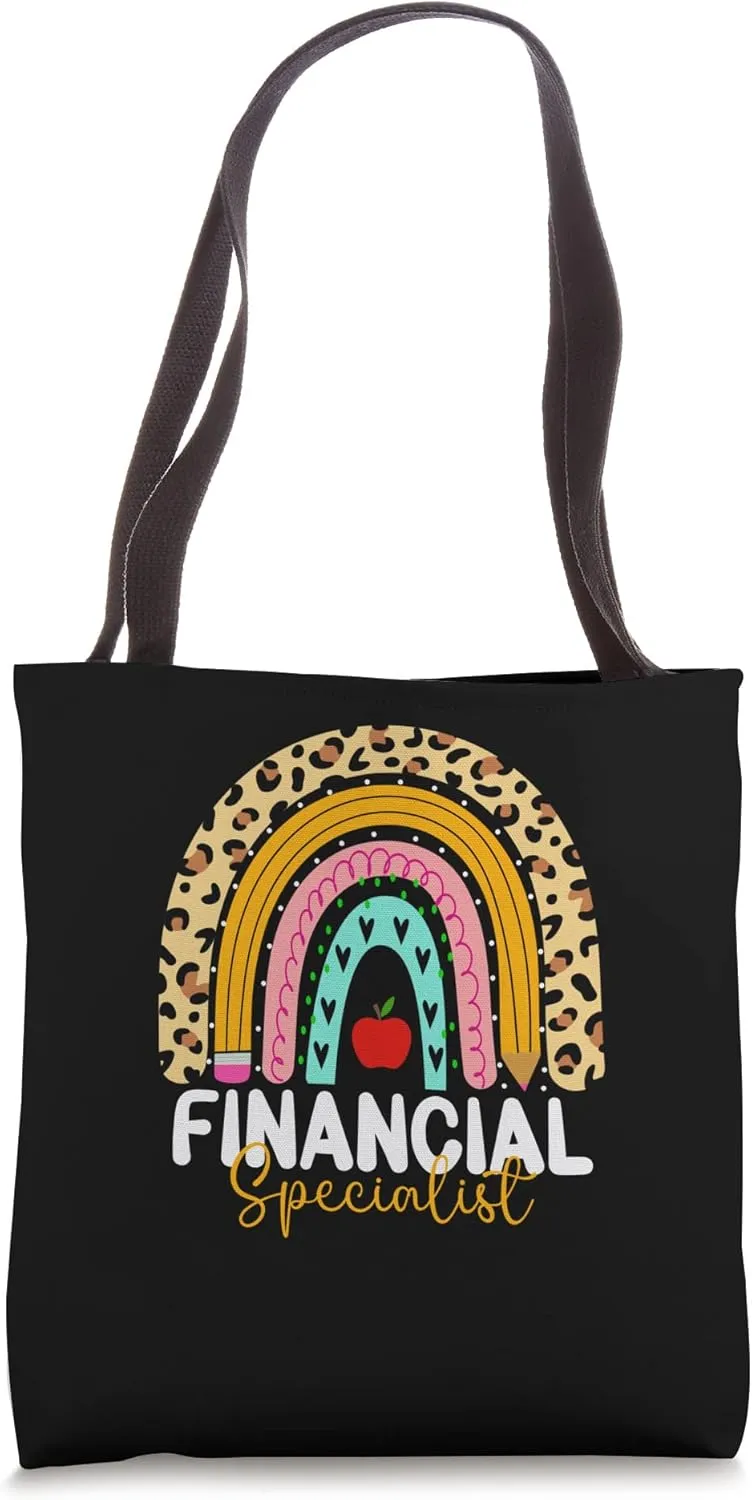 Financial Specialist Leopard Rainbow Finance Back Work Tote Bag