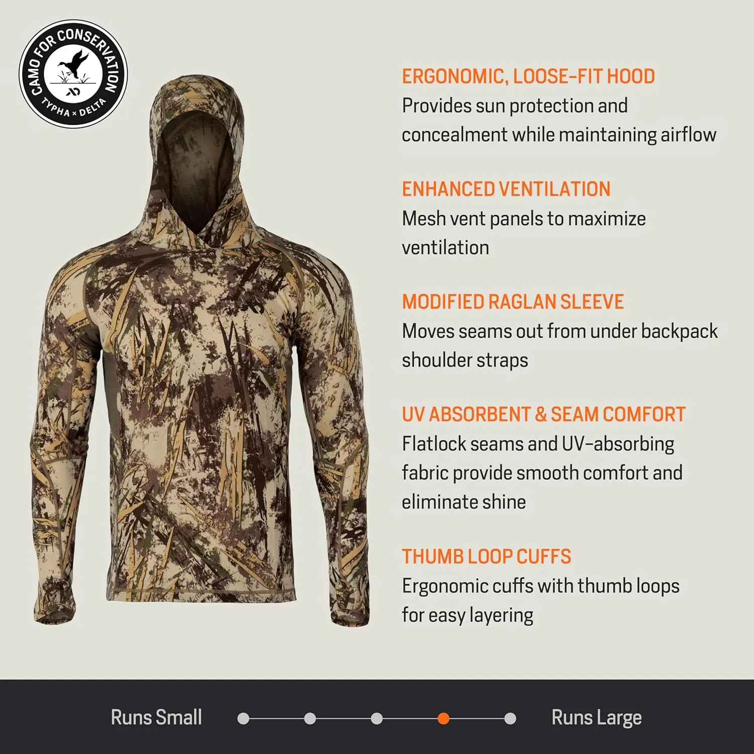 First Lite Men’s Wick Hoody - Merino Wool Ultralight Camo Hunting Base Layer, Quick Dry, UV Protection Hunting Clothing