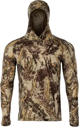 First Lite Men’s Wick Hoody - Merino Wool Ultralight Camo Hunting Base Layer, Quick Dry, UV Protection Hunting Clothing