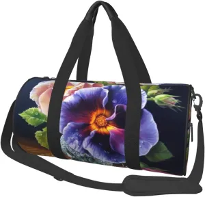 Flower Diamond Painting Printed Sports Gym Bag for Men Women Foldable Duffel Bag Carry On Weekender Bag for Travel Sports
