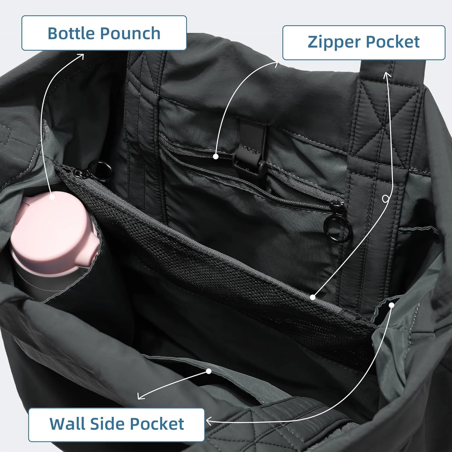 FODOKO Hobo Crossbody Bags 2.0, 19L Large Totes Handbags with Straps for Women, Multi Nylon Shoulder Bags for Travel Gym