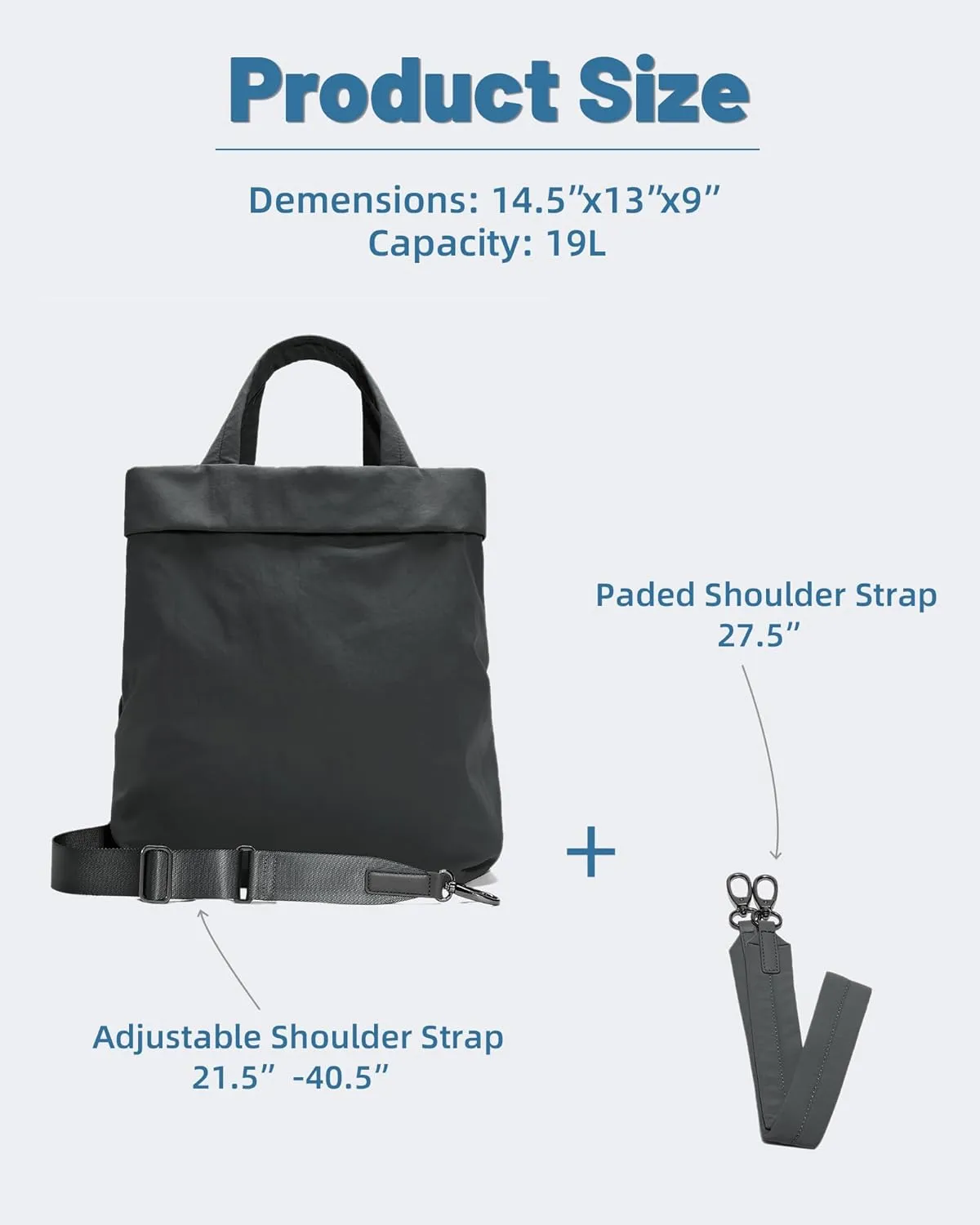 FODOKO Hobo Crossbody Bags 2.0, 19L Large Totes Handbags with Straps for Women, Multi Nylon Shoulder Bags for Travel Gym