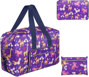 Foldable Travel Duffel Bags for Women Large Nylon Weekender Overnight Carry On Bag with Floral Make Up Bag