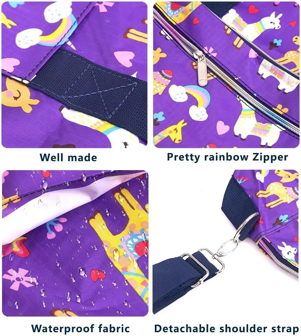 Foldable Travel Duffel Bags for Women Large Nylon Weekender Overnight Carry On Bag with Floral Make Up Bag