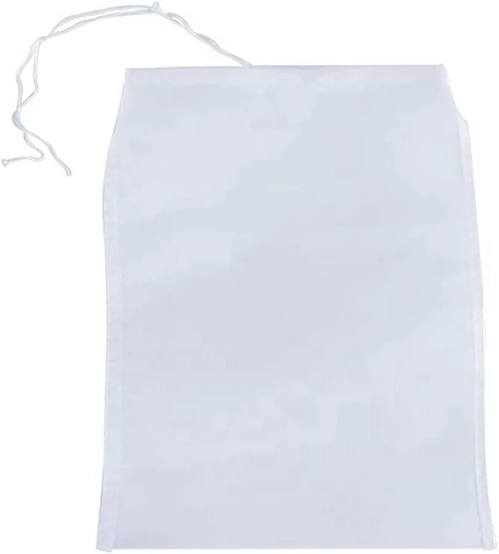 Food Grade Fine Mesh Strainer Bag, 300 Mesh 48 Micron Reusable Washable Nylon Fabric Bag Drawstring Filter Bags for Beer Milk Coffee Tea Fruit, 15.75 x 23.6 inch