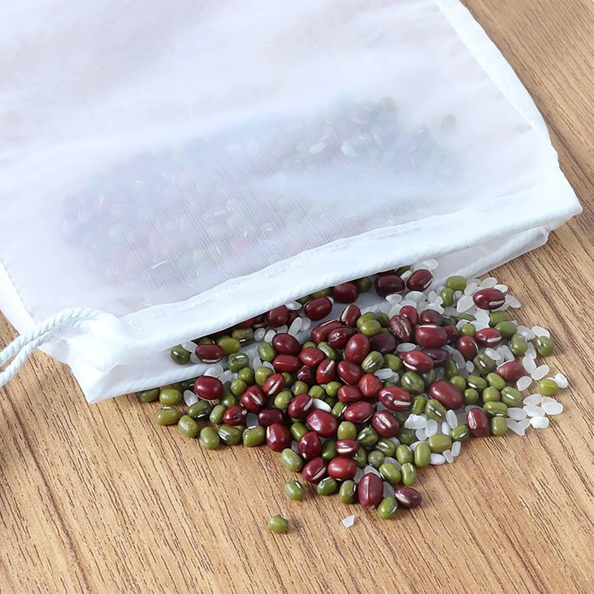 Food Grade Fine Mesh Strainer Bag, 300 Mesh 48 Micron Reusable Washable Nylon Fabric Bag Drawstring Filter Bags for Beer Milk Coffee Tea Fruit, 15.75 x 23.6 inch