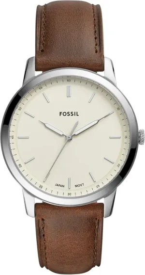 Fossil Men's Minimalist Quartz Stainless Steel and Leather Three-Hand Watch