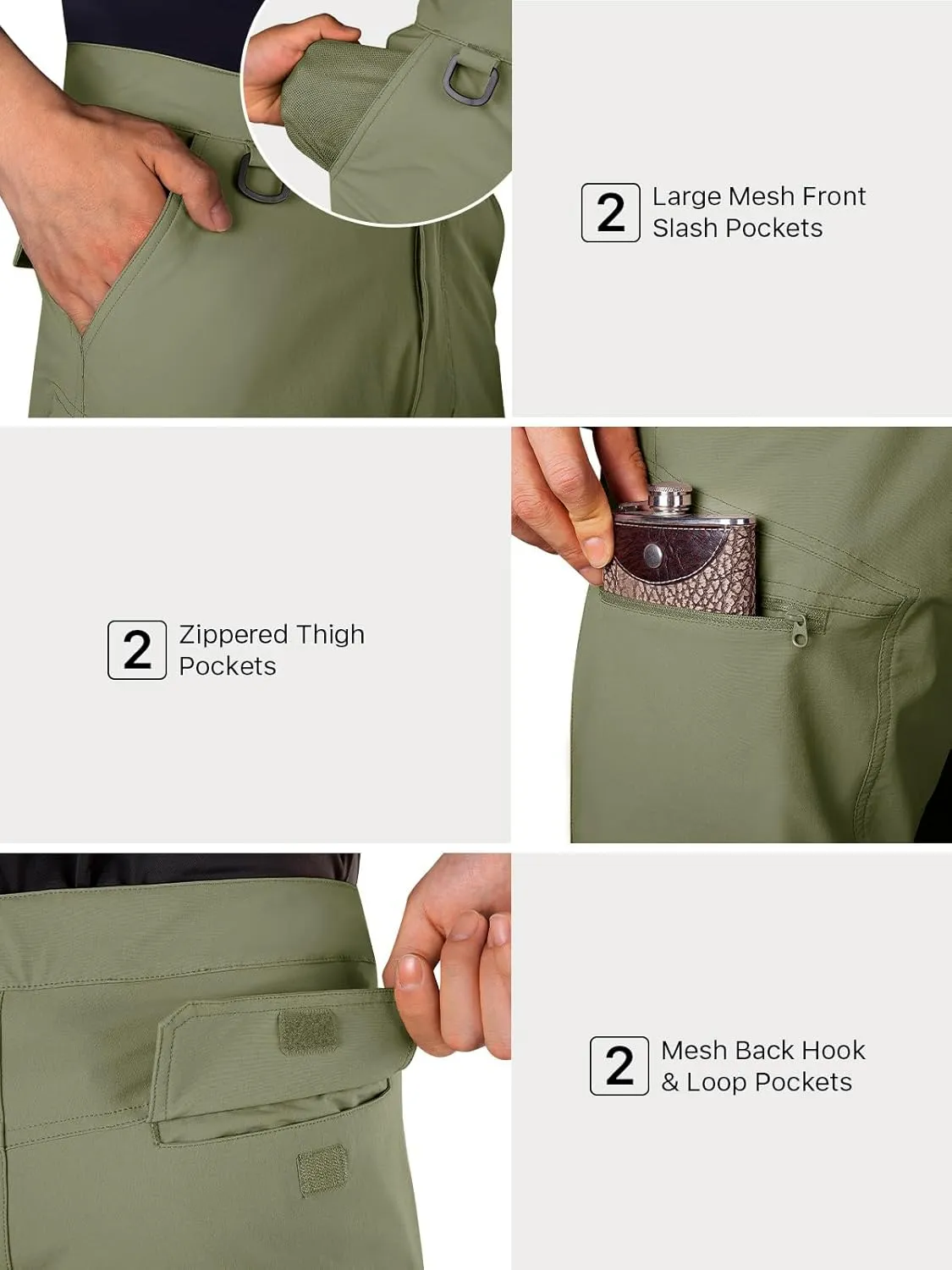 FREE SOLDIER Men's Cargo Hiking Shorts with Belt Lightweight Quick Dry Tactical Shorts with Pockets for Casual Work Golf