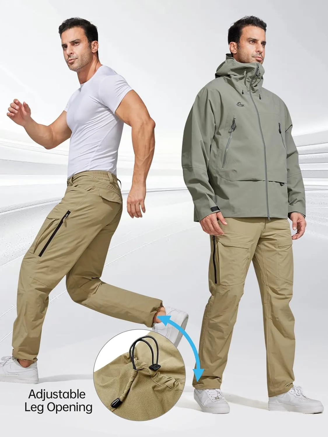 FREE SOLDIER Men's Hiking Pants Water Resistant Quick Dry Lightweight Tactical Cargo Work Pants for Travel Outdoor