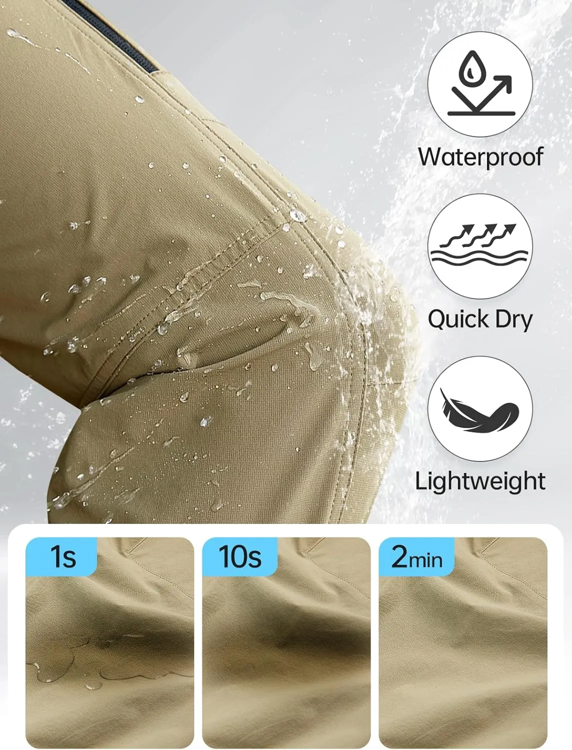 FREE SOLDIER Men's Hiking Pants Water Resistant Quick Dry Lightweight Tactical Cargo Work Pants for Travel Outdoor