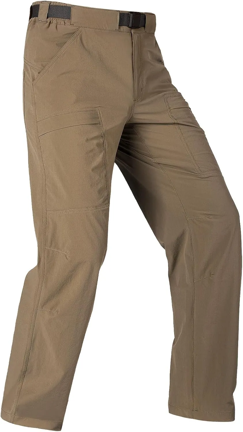 FREE SOLDIER Men's Outdoor Cargo Hiking Pants with Belt Lightweight Waterproof Quick Dry Tactical Pants Nylon Spandex