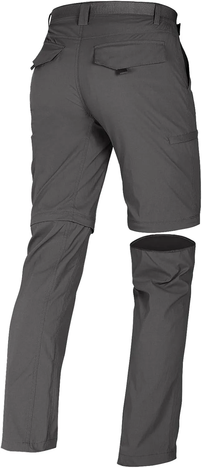 FREE SOLDIER Men's Outdoor Convertible Hiking Pants with Belt Lightweight Quick Dry Tactical Cargo Pants Nylon Spandex