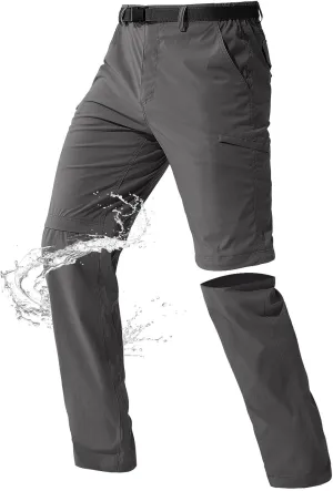 FREE SOLDIER Men's Outdoor Convertible Hiking Pants with Belt Lightweight Quick Dry Tactical Cargo Pants Nylon Spandex