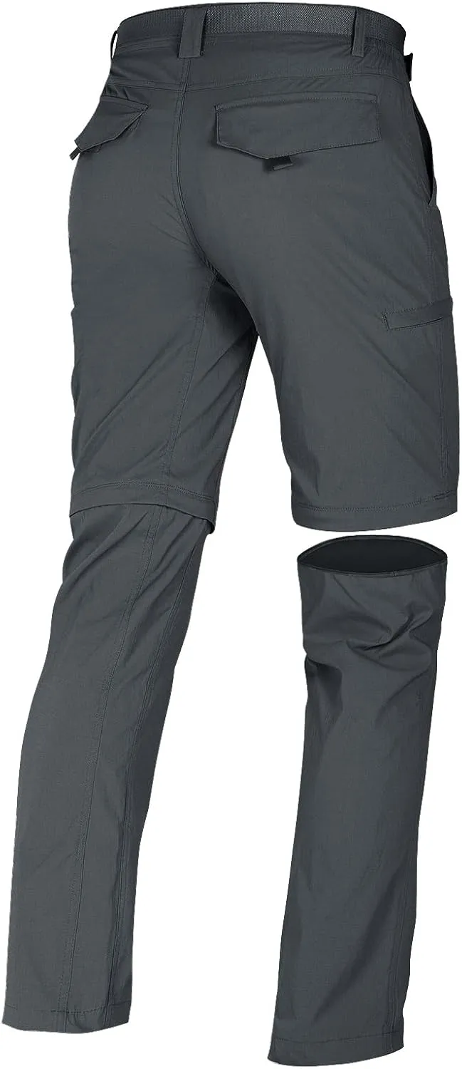 FREE SOLDIER Men's Outdoor Convertible Hiking Pants with Belt Lightweight Quick Dry Tactical Cargo Pants Nylon Spandex