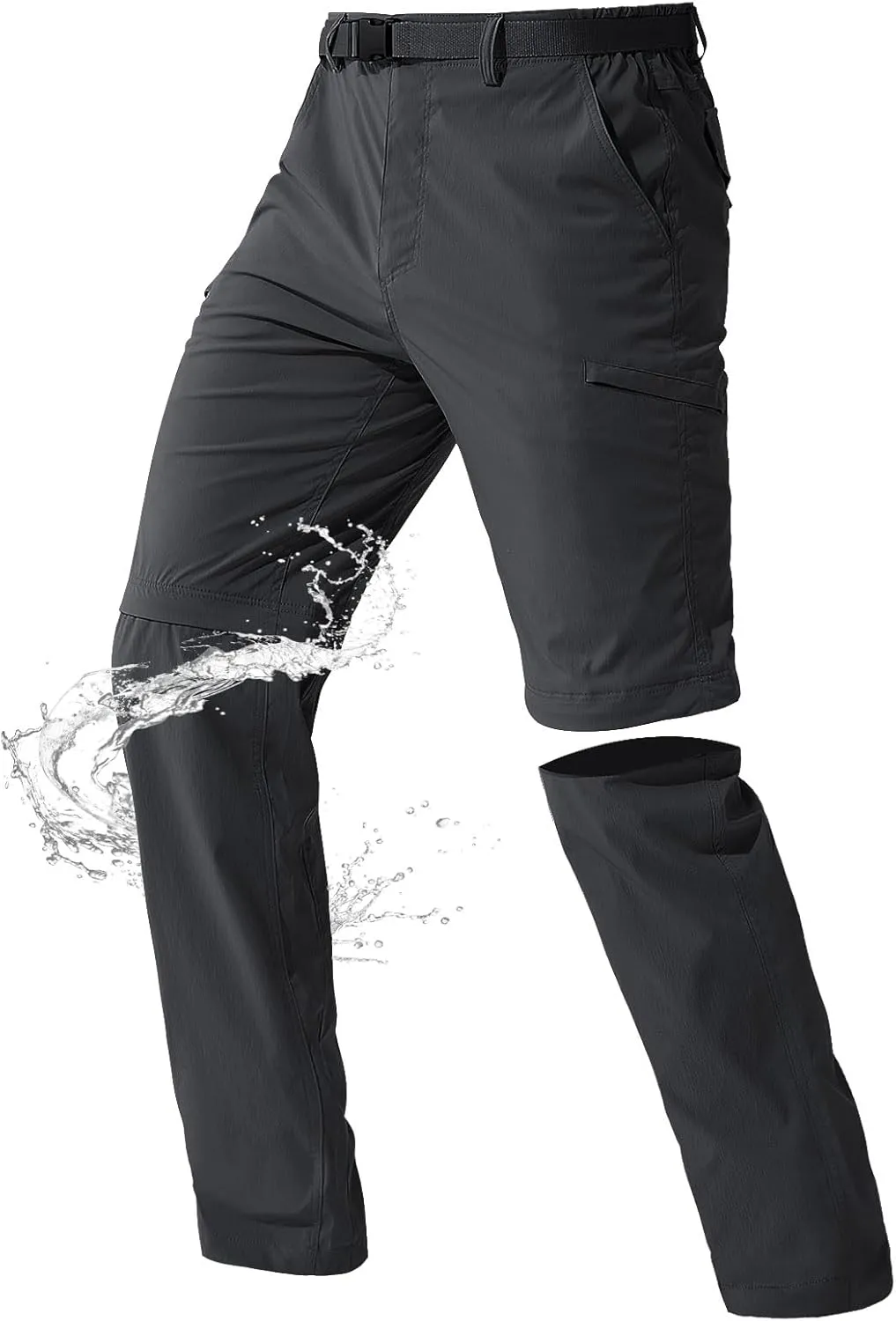 FREE SOLDIER Men's Outdoor Convertible Hiking Pants with Belt Lightweight Quick Dry Tactical Cargo Pants Nylon Spandex