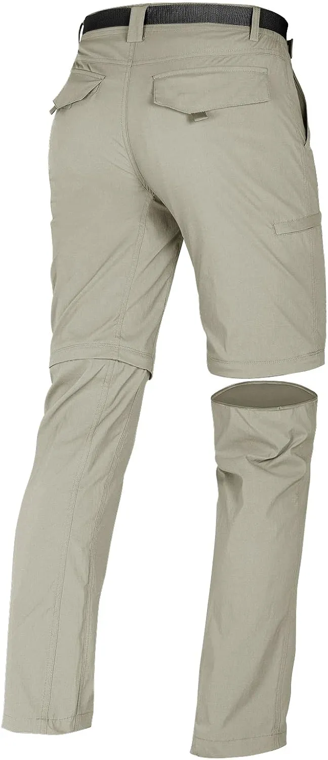 FREE SOLDIER Men's Outdoor Convertible Hiking Pants with Belt Lightweight Quick Dry Tactical Cargo Pants Nylon Spandex