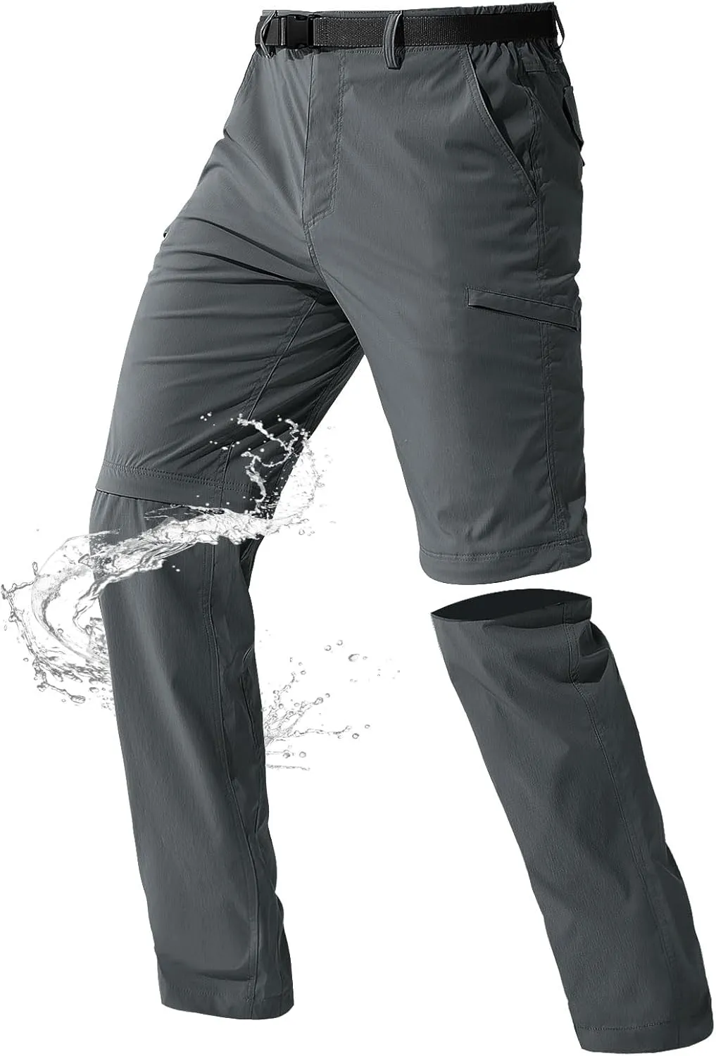 FREE SOLDIER Men's Outdoor Convertible Hiking Pants with Belt Lightweight Quick Dry Tactical Cargo Pants Nylon Spandex