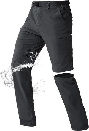 FREE SOLDIER Men's Outdoor Convertible Hiking Pants with Belt Lightweight Quick Dry Tactical Cargo Pants Nylon Spandex
