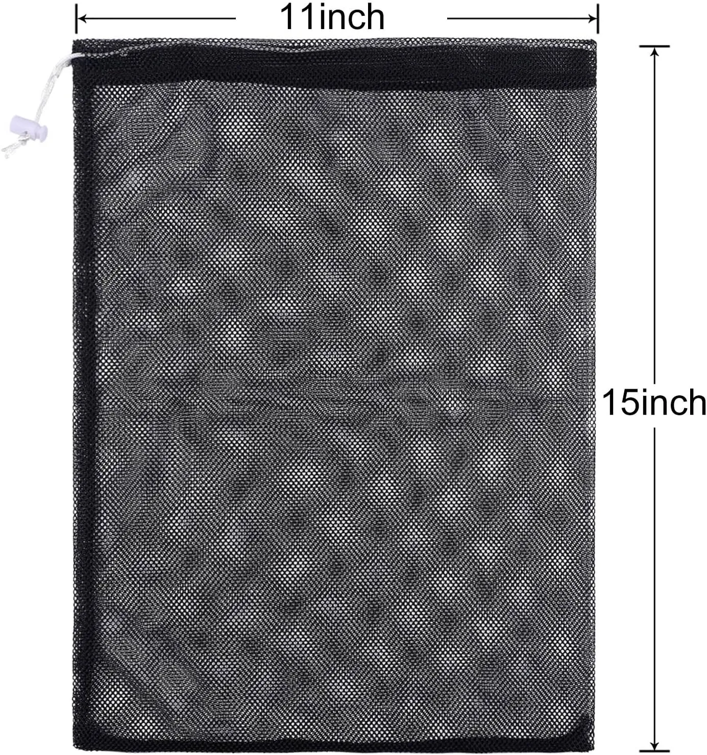 Frienda 6 Pieces Mesh Stuff Sack, 11 x 15 Inch Durable Nylon Drawstring Laundry Bag for Rinsing Beach Toys, Seashell Collecting, Mesh Bags and Travel(Black)