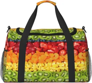 Fruit Rainbow print Large Canvas Travel Duffel Bag Weekender Bags for Women Overnight Bag Carry On Tote Bag