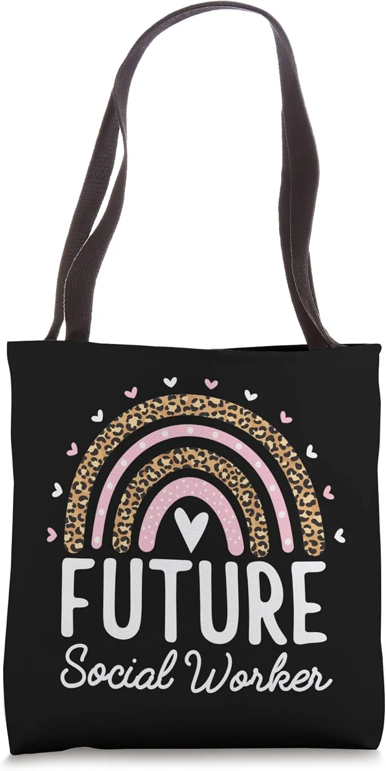 Future Social Worker Leopard Rainbow Social Work Student Tote Bag