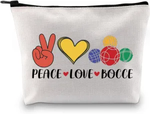 G2TUP Funny Bocce Ball Lover Gift Peace Love Bocce Makeup Bag Bocce Queen Cosmetic Bag Fun Yard Game Gift (Peace Love Bocce MB)