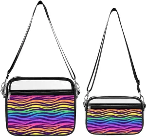 Gator Rainbow Zebra Rainbow Nostalgia Transparent Cross Bag Two-piece Set