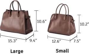 Genuine Leather Bags for Women Large Tote Bag Retro Top-handle Bag Trendy Work Bag Leather Purse 2024