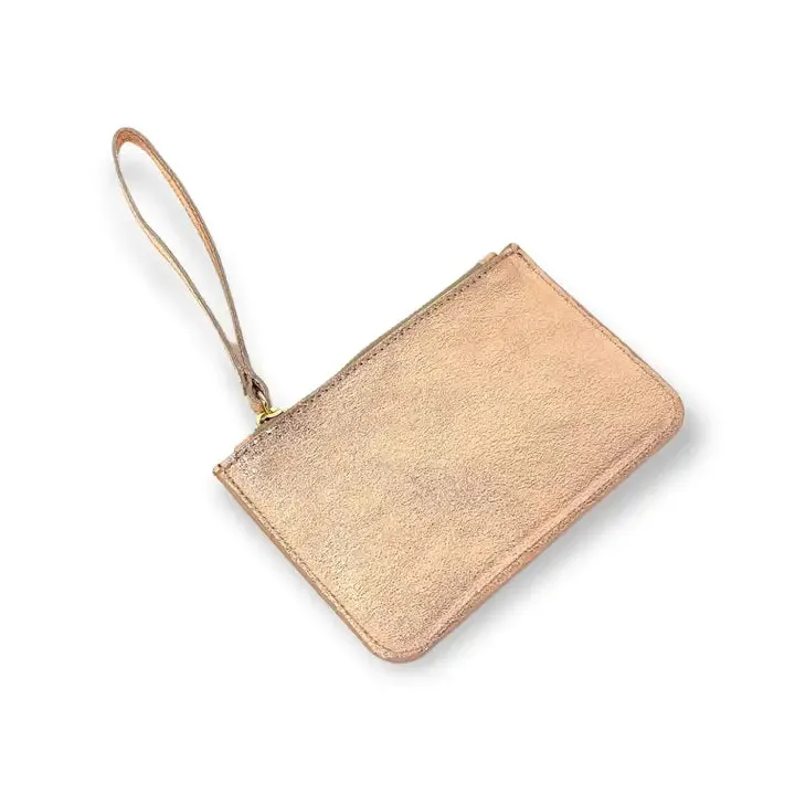 Genuine Leather Envelope Wallet with Wrist Strap