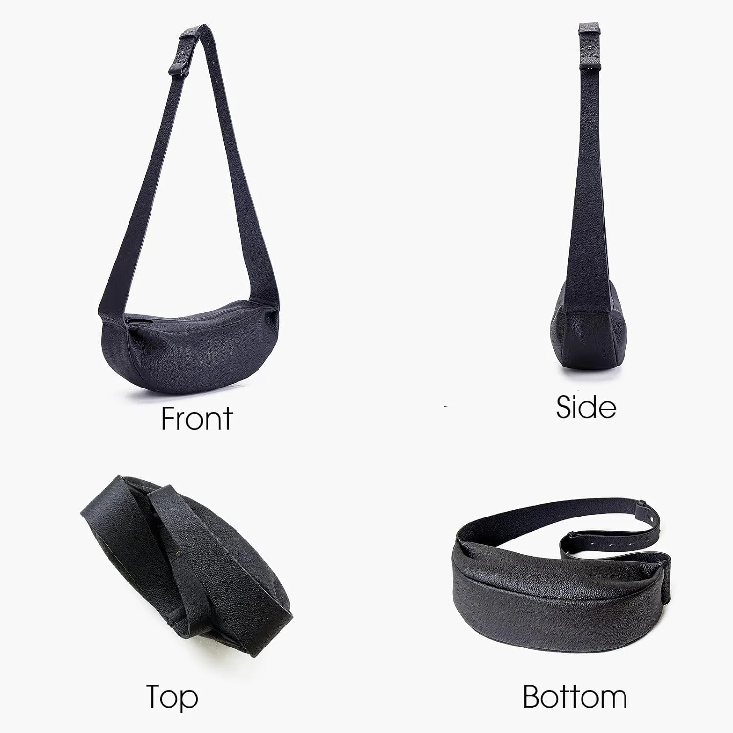 Genuine Leather Sling Bags Crossbody Women, Minimalist Style Casual Chest Bags with Wide Strap