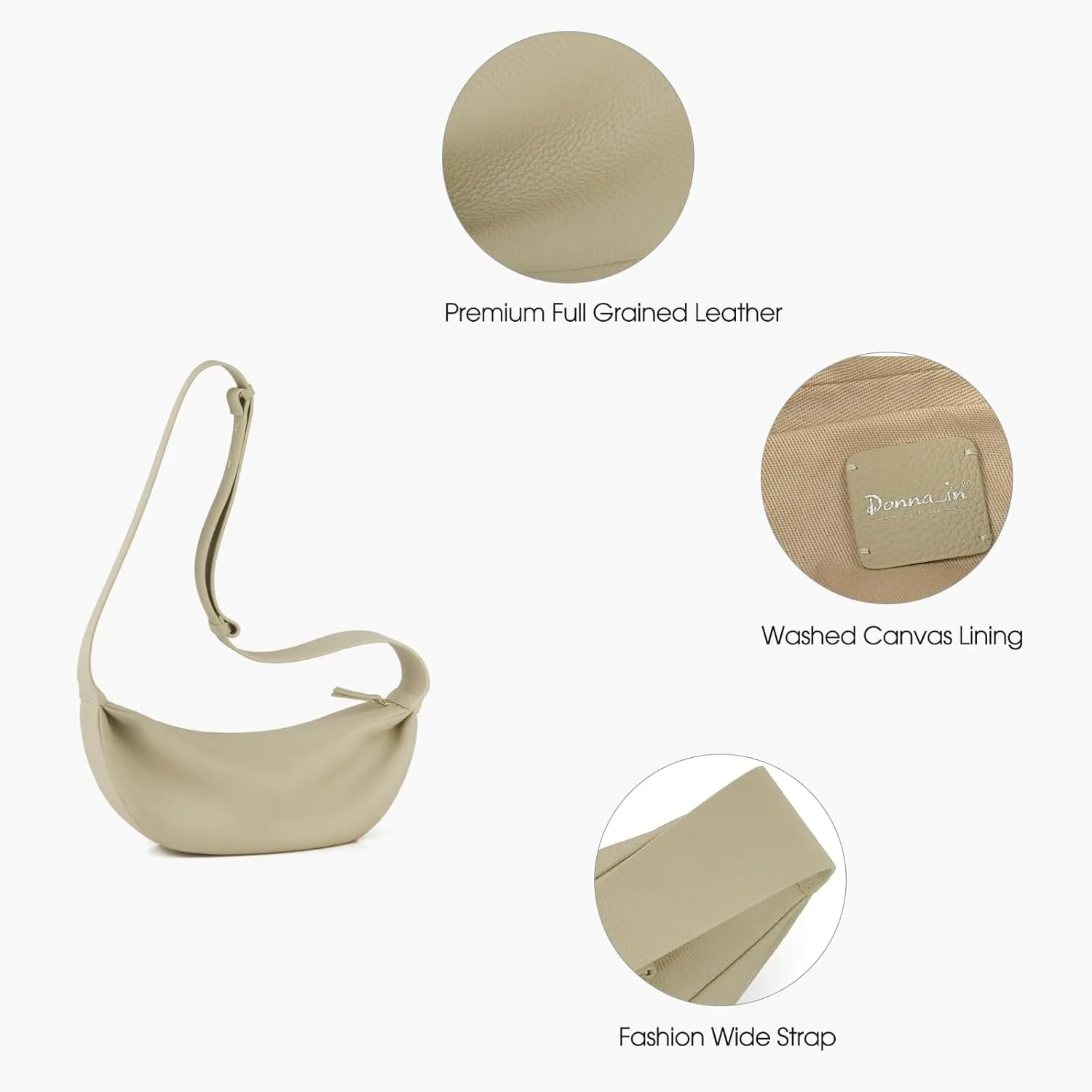 Genuine Leather Sling Bags Crossbody Women, Minimalist Style Casual Chest Bags with Wide Strap