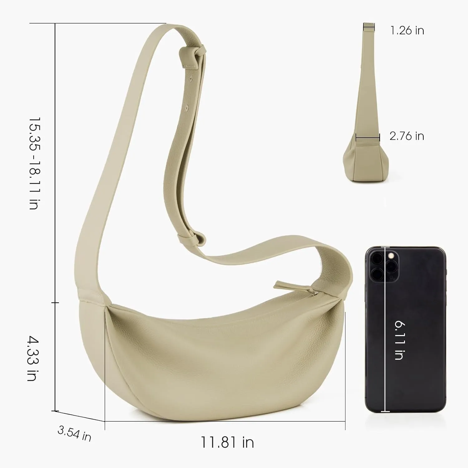 Genuine Leather Sling Bags Crossbody Women, Minimalist Style Casual Chest Bags with Wide Strap