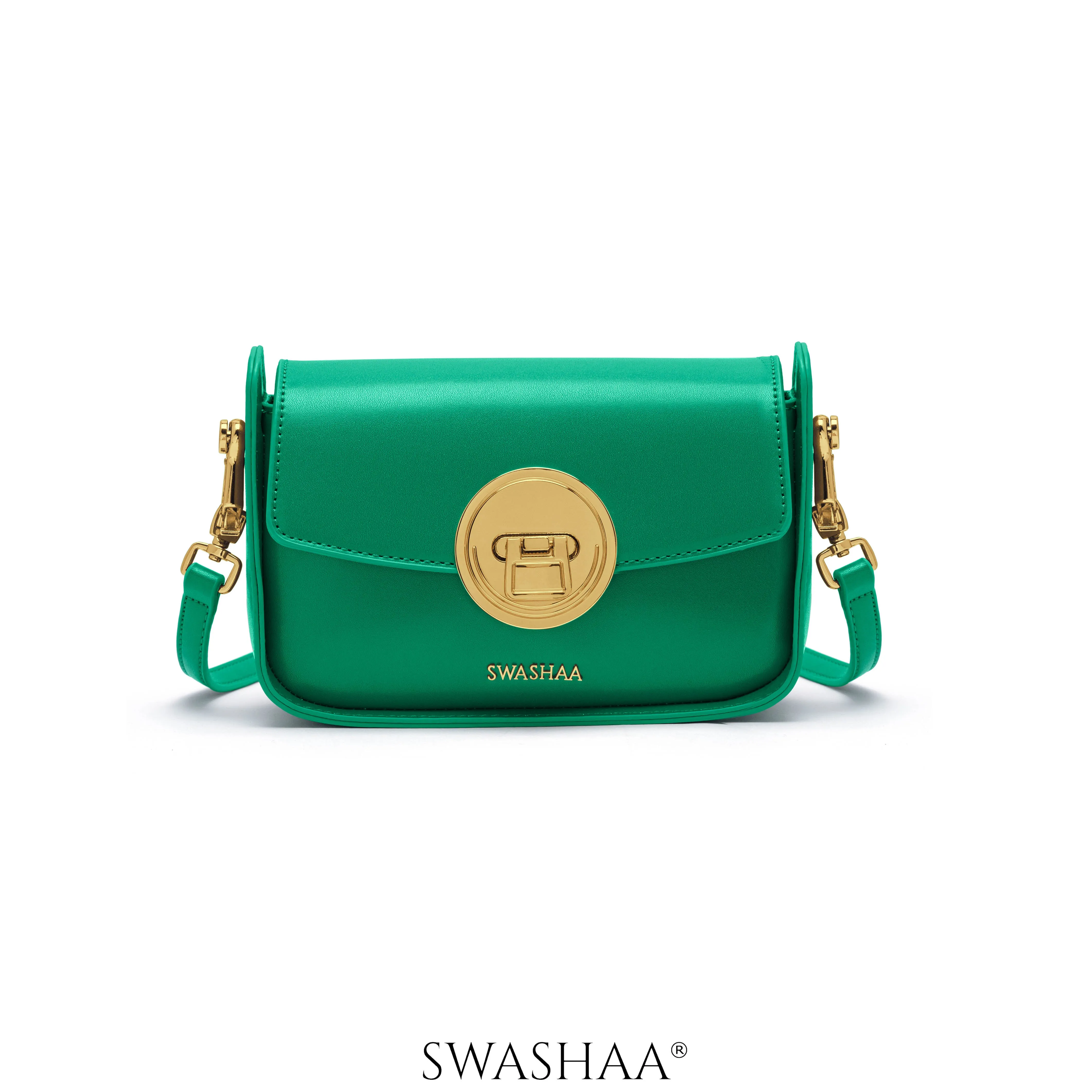 Giva Emerald Luxe Clasp Leather Sling Bag