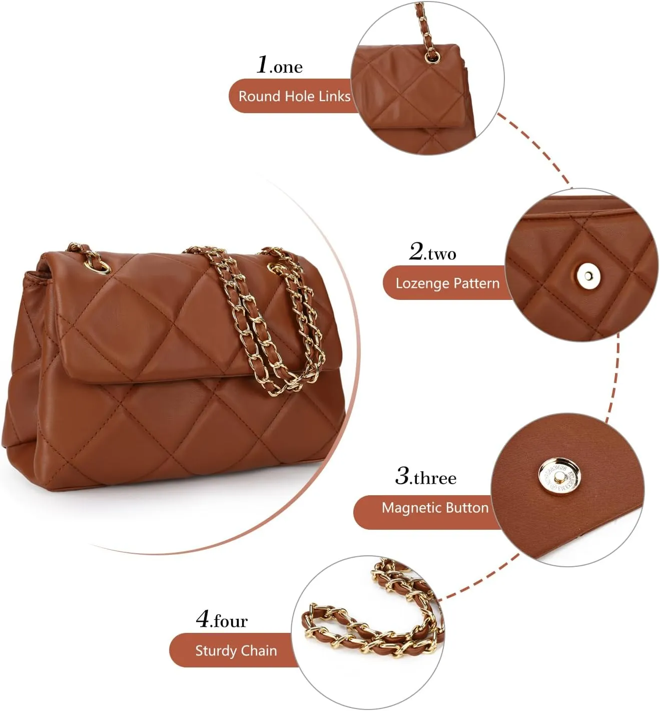 Gladdon Quilted Crossbody Purses for Women Small Ladies Shoulder Bags with Chain Trendy Clutch Purse Cute Designer Bag
